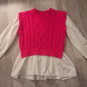 NWT English Factory Cable Knit Layered Sweater Shirt XS